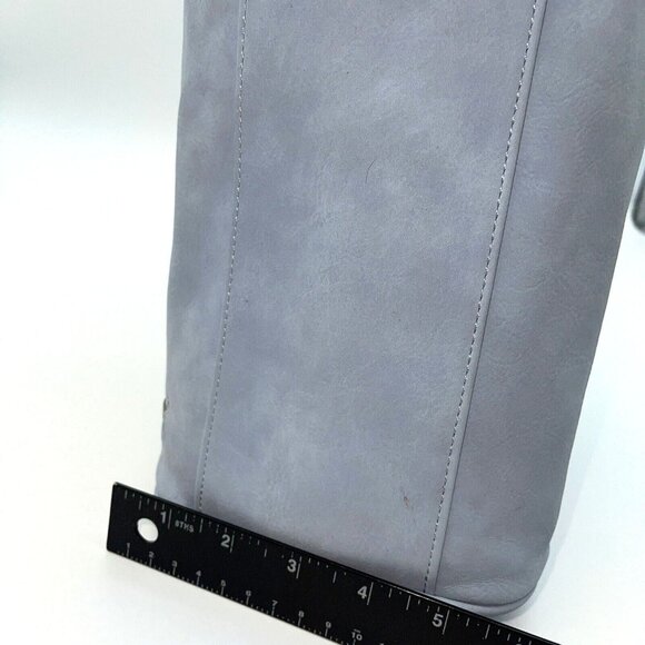 Express Speedy Purse Handbag Vegan Suede Faux Large Multi Top Handle Scarf - Picture 11 of 13